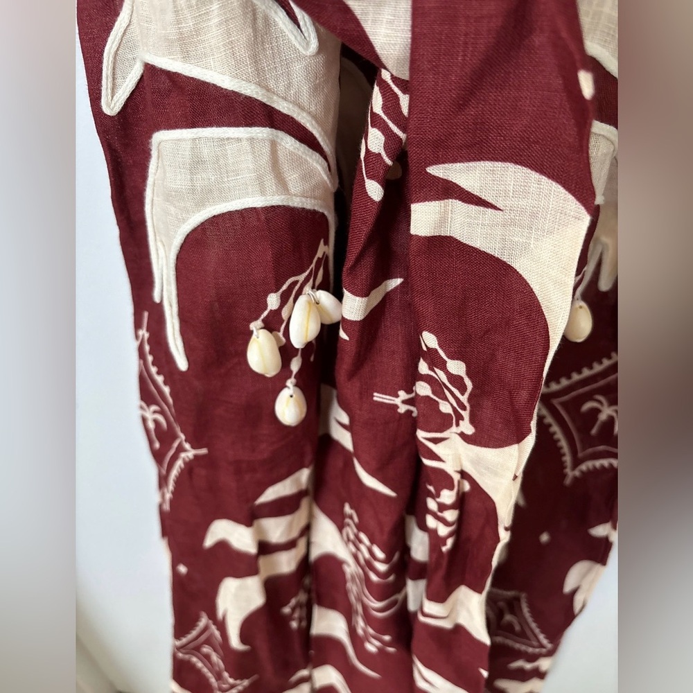 JOHANNA ORTIZ Colombian Tropical Cherry & Ecru Weaving Waves Midi Dress - Picture 12 of 16